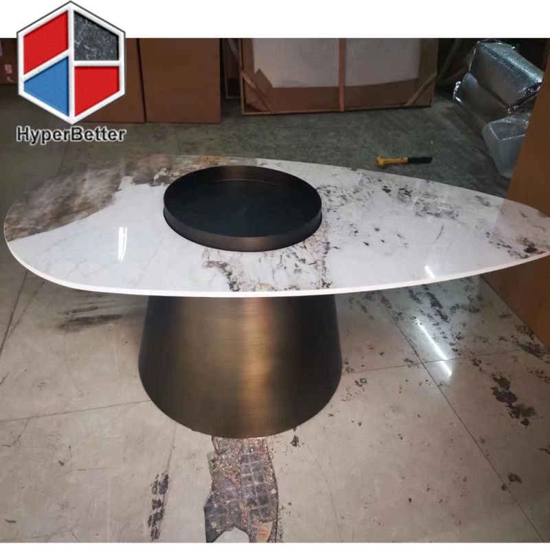 Artificial Marble Carrara Coffee Table with Gold Ring