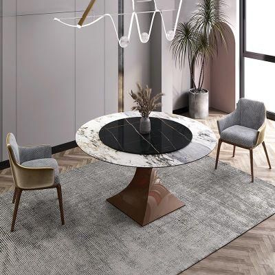 Luxury High-End Modern Furniture Home Set European Modern Glass Table Wooden Marble Legs Dining Table