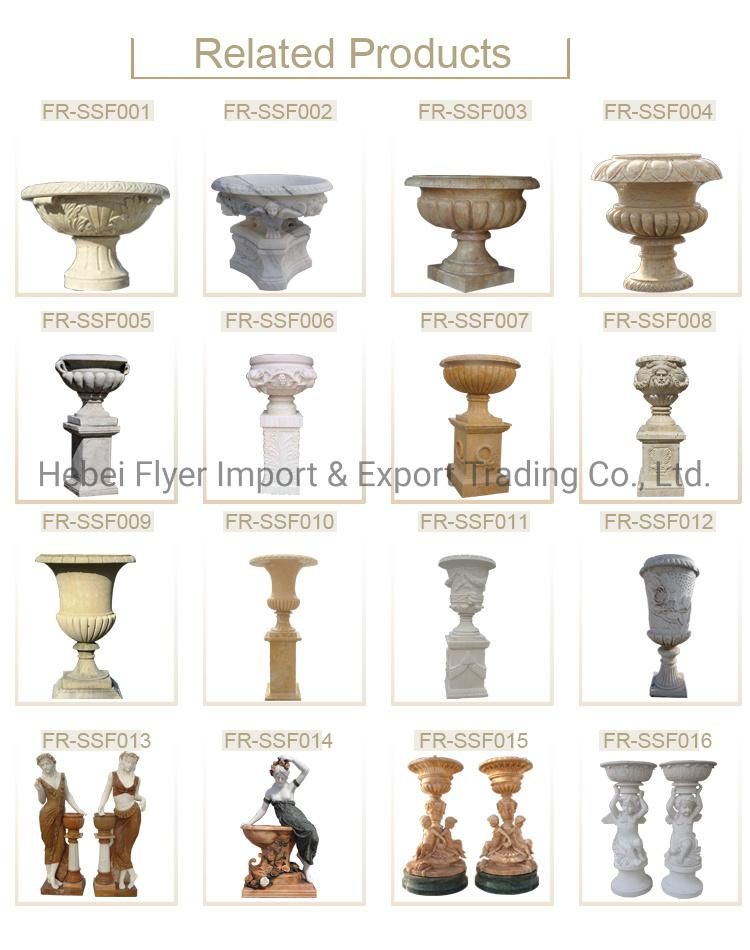 Garden Stone Furniture Hand Carving Natural Solid Marble Flowerpot with Lady Statues