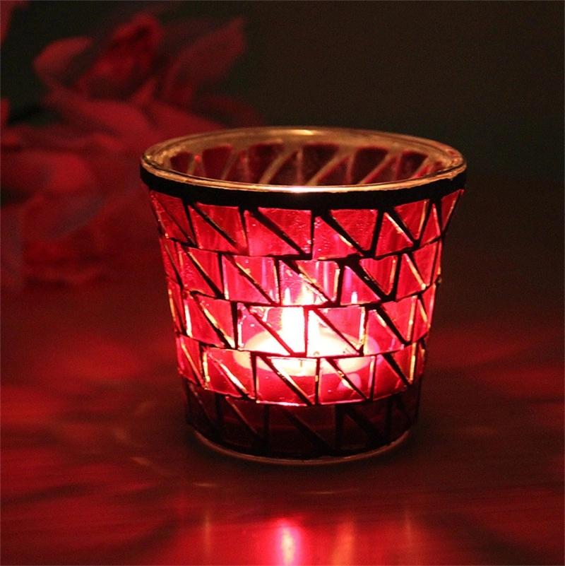 European Red Mosaic Candle Holder Candle Cup Romantic Candlelight Dinner Decoration