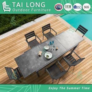 Garden Dining Chair Outdoor Stretching Table with 3D Printing Glass Patio