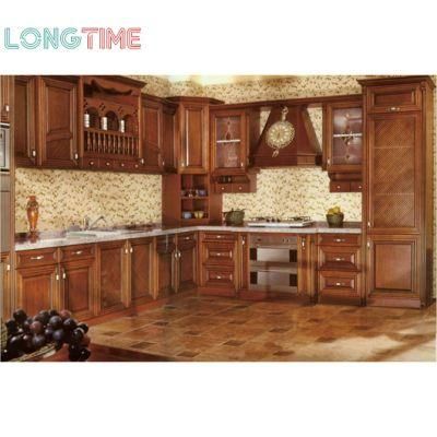 Luxurious Classic European Style Wood Carving Marquetry Inlaid Shaker Door Kitchen Cabinet