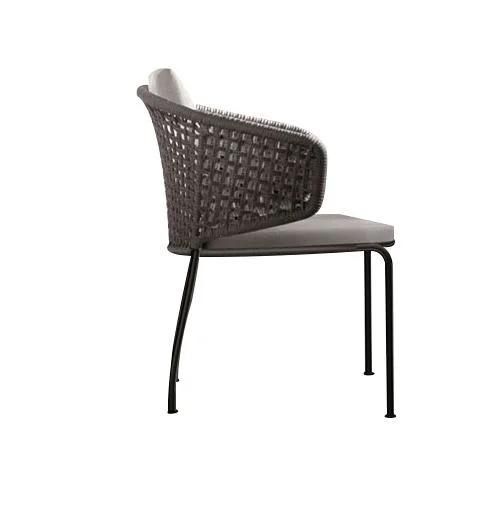 All Weather Outdoor Garden Metal Frame Dining Chair with Dry Foam Cushion