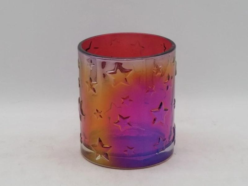 Glass Candle Holder with Irisated Color and Various Size for Decoration