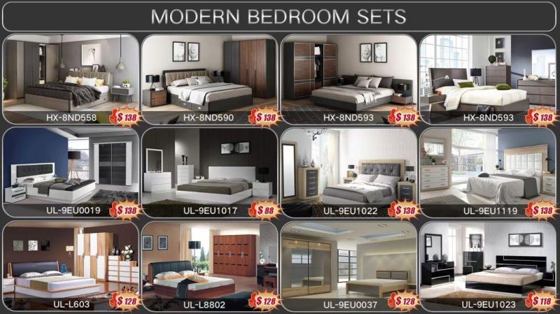 European Style Bedroom Furniture Upholstered King Size Leather Double Wall Bed