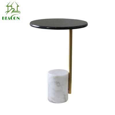European New Style Metal Side Table with Marble Top Living Room Furniture