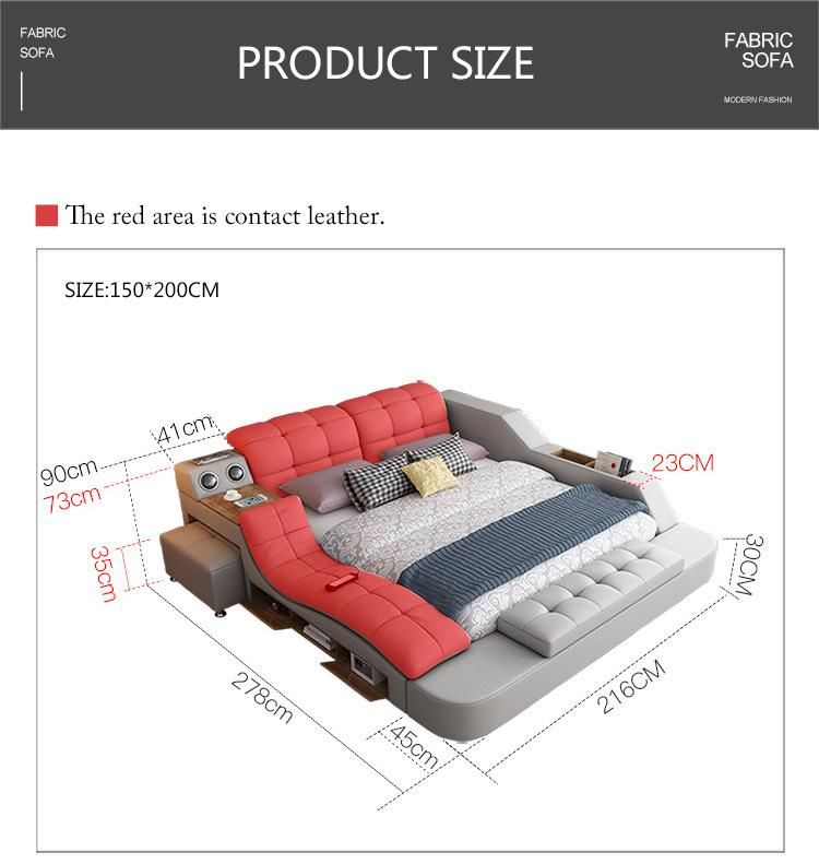 Modern Bedroom Furniture Set Leather Beds Tatami Bed with Speaker Smart Sofa Bed