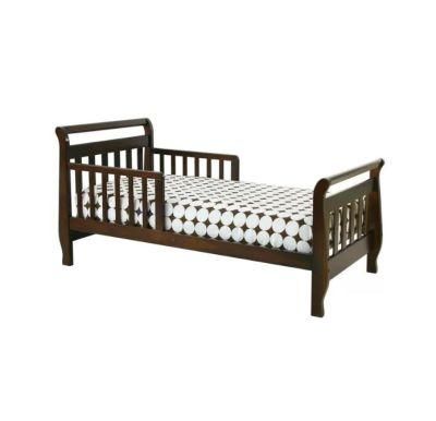 Brown Solid Wood Toddler Bed in European Style