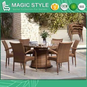 P. E Wicker Dining Chair with Patio Table Outdoor Furniture