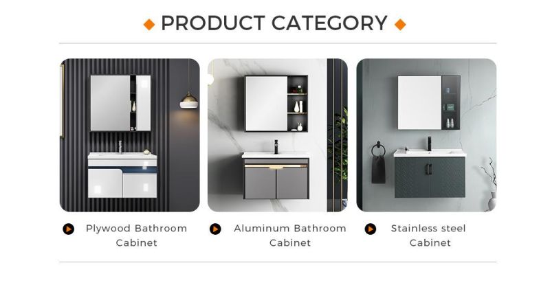 Modern European Stainless Steel Bathroom Furniture Vanity Wall Mounted Artificial Stone Cabinet with Basin Sink