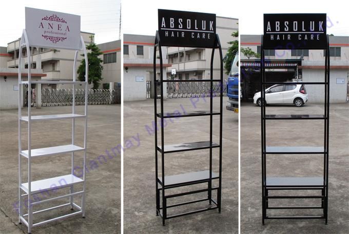 Floor Standing Store 4 Tiers Metal Panel Display Rack for Skin Products