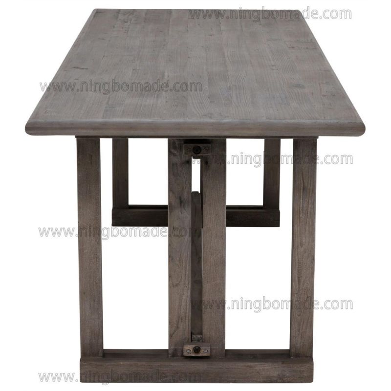 Scandinavian Countryside Style Designed Home Furniture Cold Smoky Grey Reclaimed Fir Wood Dining Table