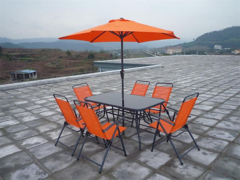 Outdoor Folding Patio Garden 5PCS --Table Dining 4 Folding Chairs with Umbrella Set