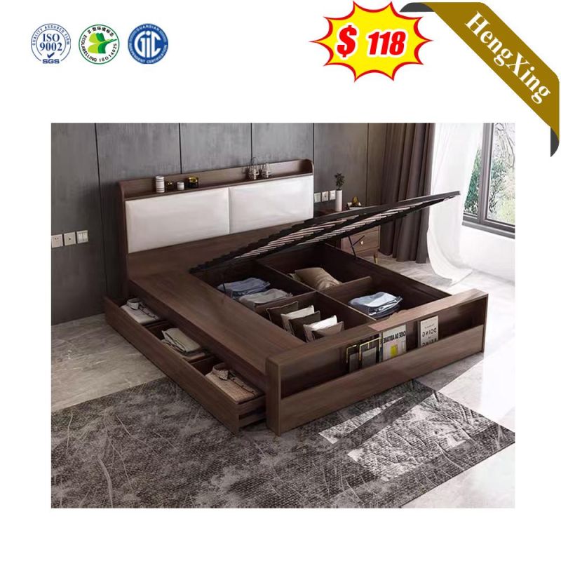 European Italian Style Classic Wood Panel Double Storage Bedroom Bed