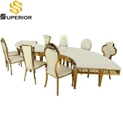 Steel Frame Half Moon Shape Dining Table for Wedding Event