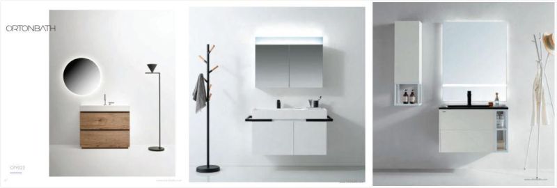 European Sanitary Ware Style 600mm/800mm/1000mm Plywood MDF Melamine Bathroom Vanity with Round LED Mirror