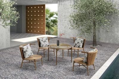 Lesiure Chan Series Patio Coffee Shop Hand Made Aluminium Weaving Outdoor Wicker Furniture Set