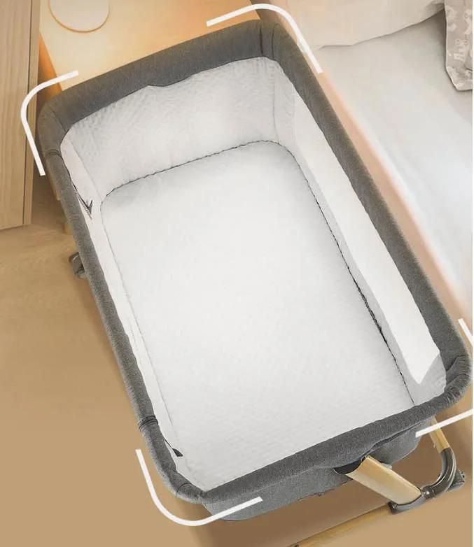 P765 Gray Movable Portable Folding Comfortable European Newborn Cradle Bed