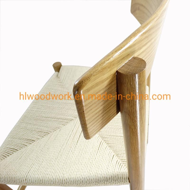 Modern North European Style Hotel and Restaurant Dining Wooden Chair Paper Roper Living Room Rattan Chair Oak Wood Frame Rope Dining Chair