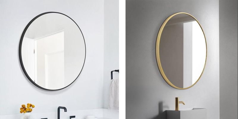 Oval Frameless Wall Mirror, Irregular Vanity Mirror with Beveled Edge for Bathroom, Entryways, Living Rooms