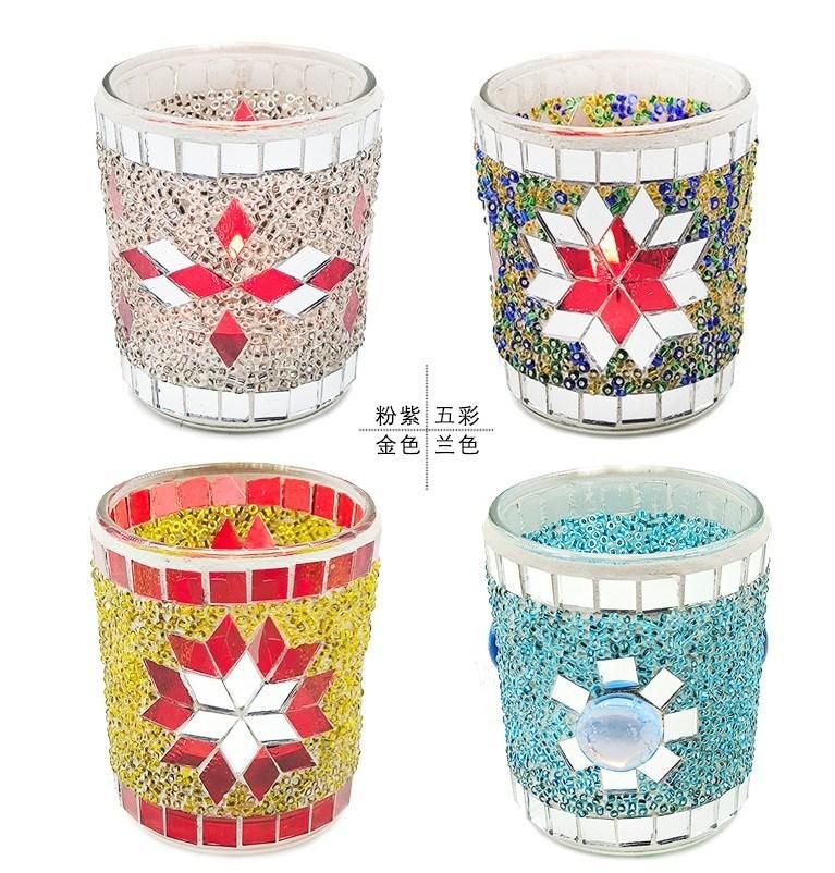 Handmade Aromatherapy Candle Empty Cup Mosaic Stained Glass Candle Holder