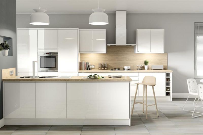 China Kitchen Cabinet Factory Simple Design European Style White High Gloss Kitchen Cabinet