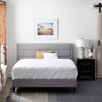 Modern Hotel Bedroom Furniture Set King Size Linen Upholstered Platform Bed