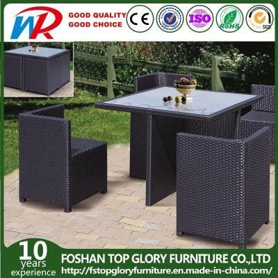 Outdoor Rattan Cube Chair Dining Set with Square Table for Garden (TG-668)