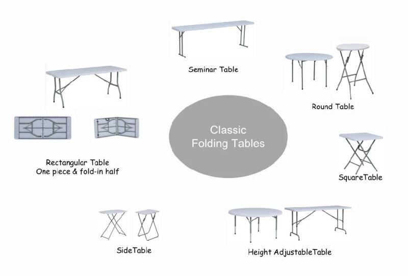 48" X 24" Adjustable Height Lightweight and Portable Table with Carrying Handle