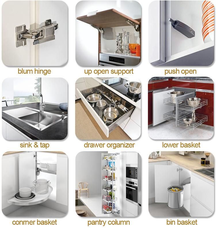 European Luxury Kitchen U-Shaped Design Modular Modern PVC Kitchen Cabinets