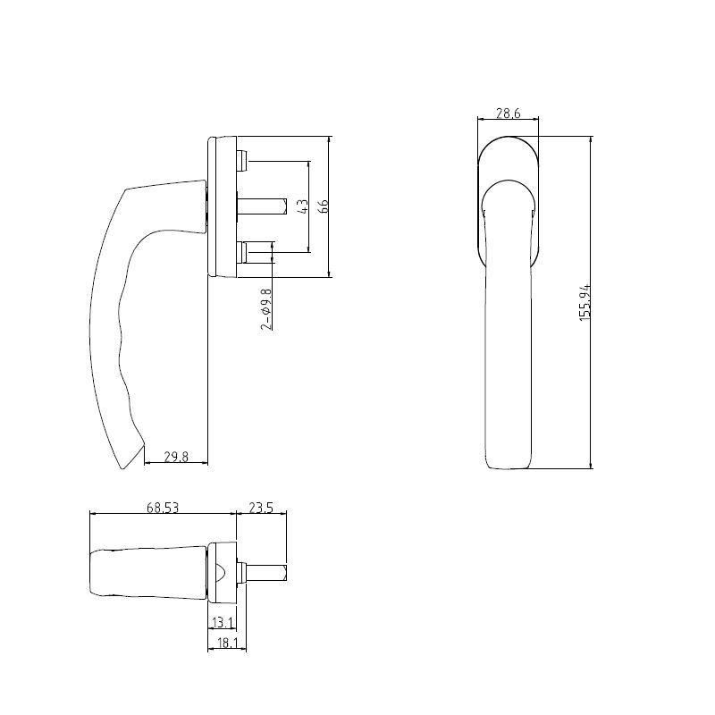 pH134 Black Square Spindle Handle of Hopo