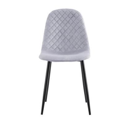 European Hot Sale Velvet Furniture Fancy Velvet Dining Room Chairs Grey with Pineapple Design Back