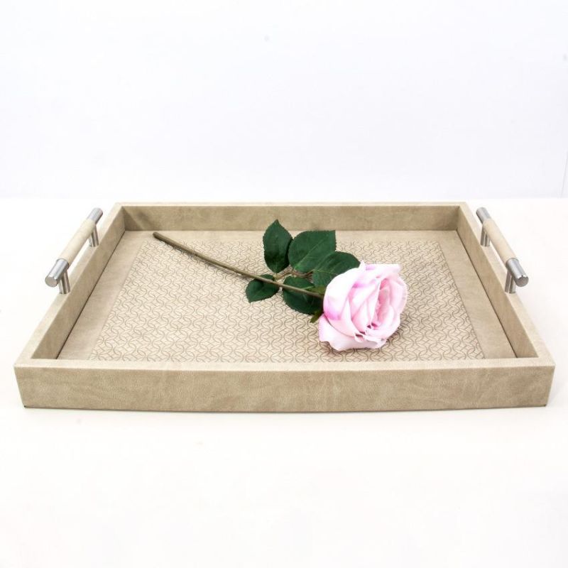 Leather Tray Metal European Hardware Tray Rectangular Leather Tray Home Accessories Storage Tray