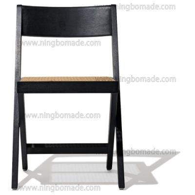 Classic Silhouette Drafting Compass Furniture Black Ash Natural Rattan Dining Chair