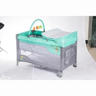 Wholesale Standard Size Nursery Playpens Center Kid Bedside Travel Cot Crib Baby Bed Play Portable Playard with Wheels Mattress