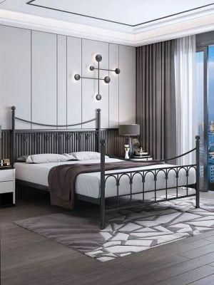 Iron Bed Double Bed 1.8 Meters Light Luxury Simple Duplex Second Floor Nordic Style Bedroom Iron Frame Bed 1.5
