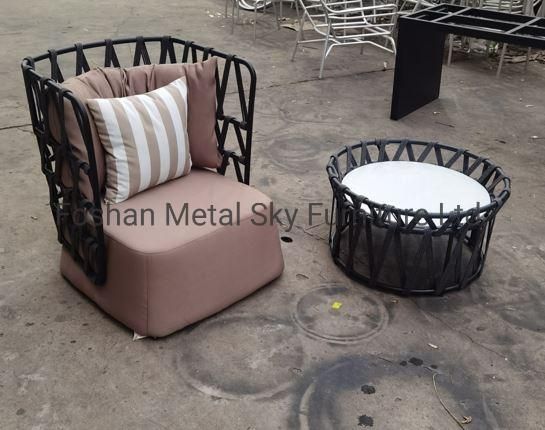 Outdoor Rope Metal Courtyard Garden Hotel Restaurant Wicker Rattan Chair