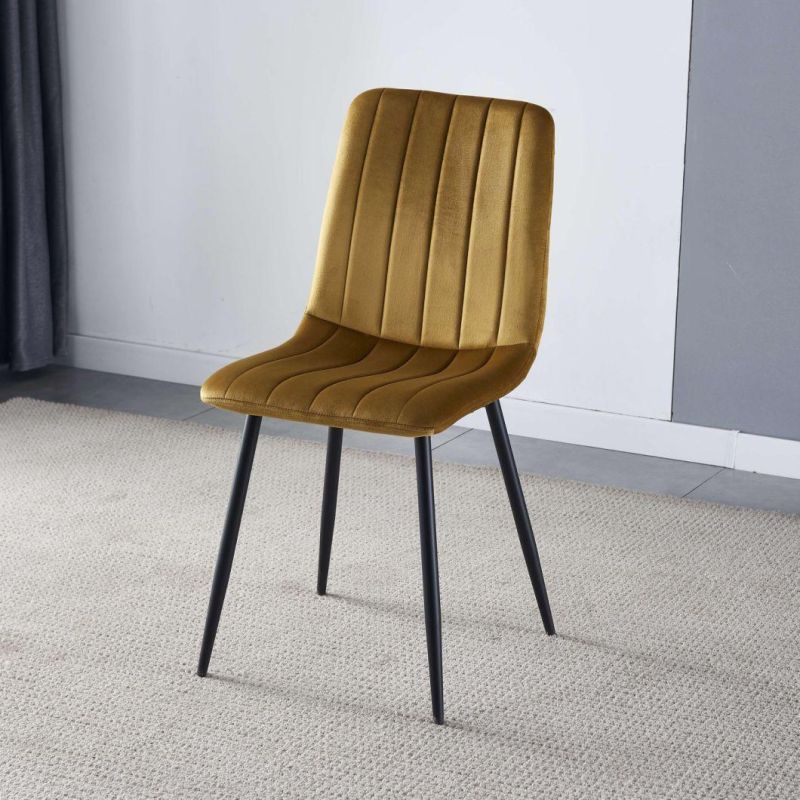 European Minimalist Dining Room Nordic Design Velvet Fabric Cover Metal Legs Dining Chair