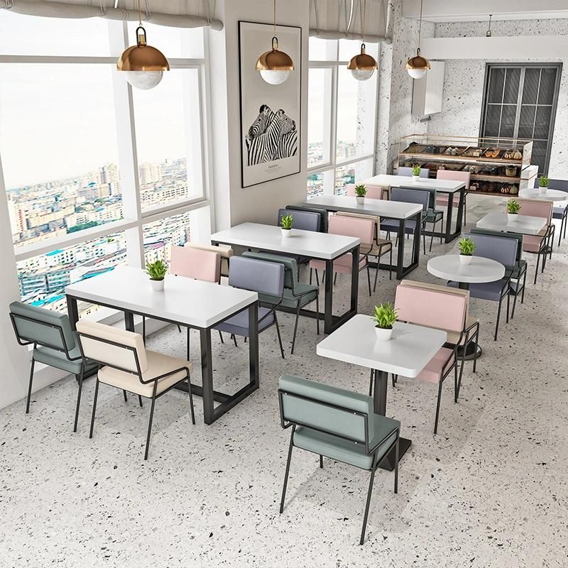 Colorful Dining Furniture European Leisure Cafe Hotel Metal Frame Canteen Restaurant Leather Chair