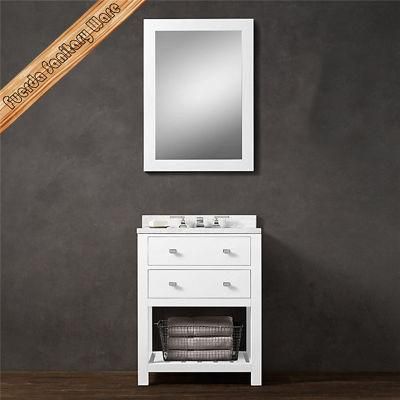 White Lacquer Solid Wood Bathroom Cabinet for European