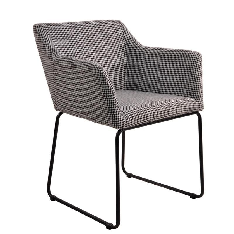 European Design Dining Room Furniture Ergonomic Black PU Leather Chrome Legs Dining Chair