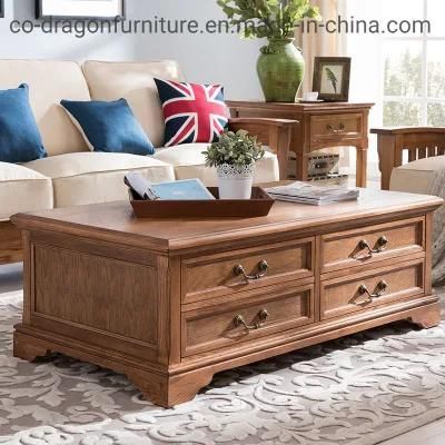 European Style Wooden Coffee Table with Drawer for Home Furniture