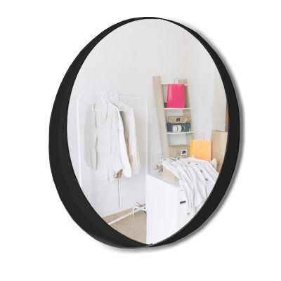Graceful Black Thick Frame Mirror Stowed Horizontal Install on Wall