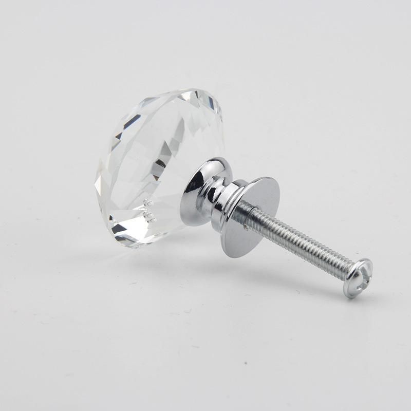 Modern European Furniture Fitting Single Hole Cabinet Drawer Door Zinc Alloy Crystal Diamond Knob Glass Door Pull Handle Kitchen Cabinet Handles Diameter 30mm