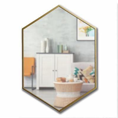 Home Decor Furniture Polygonal Frame Gold Mirrors Above Table