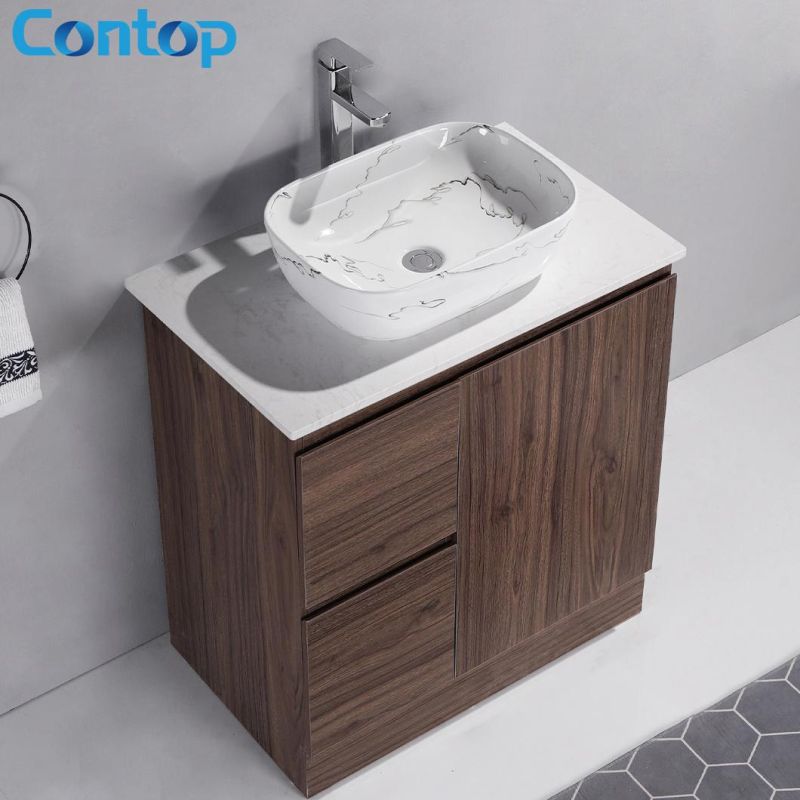 Floor Mounted Modern Solid Wood Cabinet Wholesale Wooden Bathroom Vanity