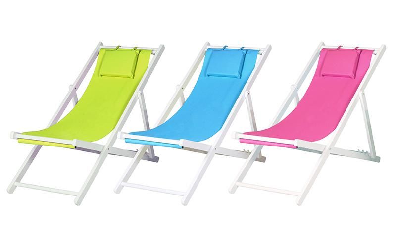Classic 4 Position Adjustable Outdoor Wooden Folding Deck Chair Beach Chair