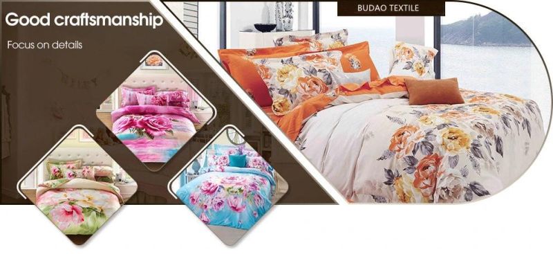 3PCS Queen Satin Ultrsaonic Polyester Printed Bed Set