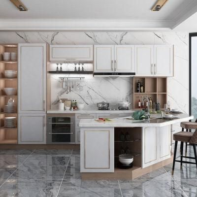 Modular Wood Grain Melamine Kitchen Cabinet High Gloss Lacquer Kitchen Cabinet