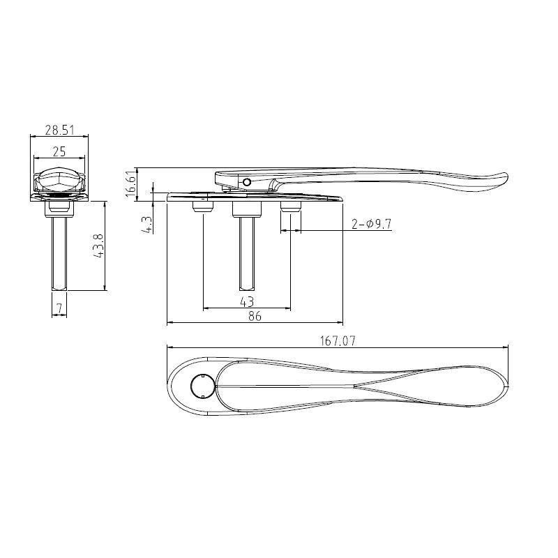 Bronze Square Spindle Handle (pH173. XX. XX) , Zinc Alloy Zinc Material for Fold Sliding Door